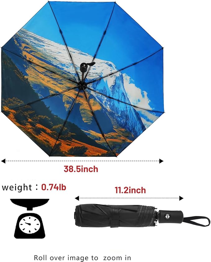 SY COMPACT Travel Umbrella - Windproof Automatic Compact Umbrella for Rain, Lightest 8-Rib, Small, Strong & Portable, Durable Grip, Fits Backpack & Car, Factory Direct (UV Available)