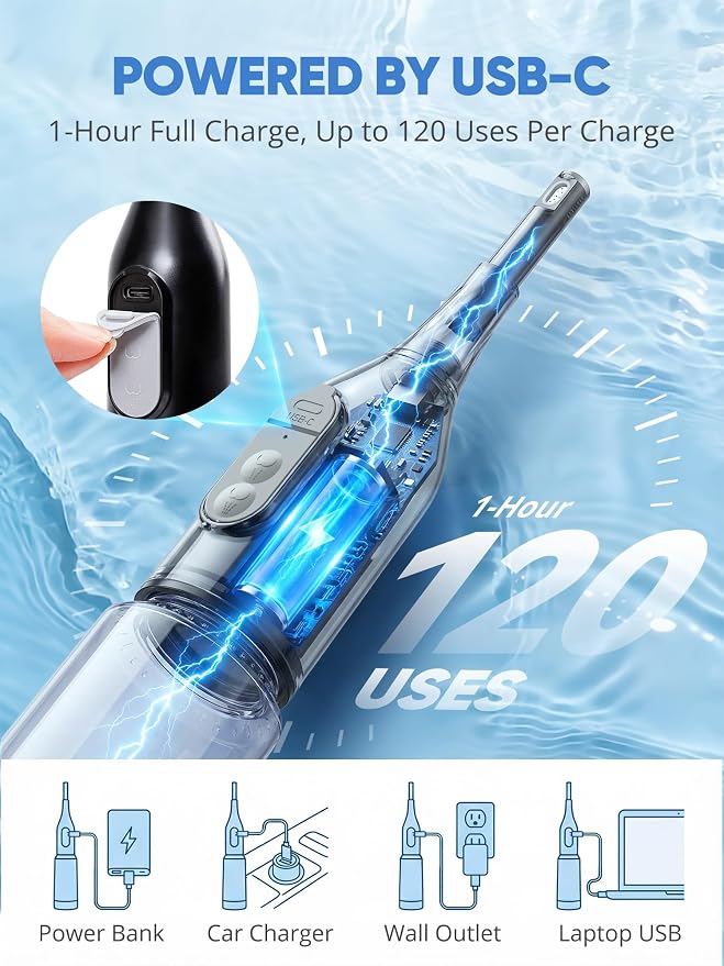 Portable Bidet for Travel – Electric Peri Bottle with Dual Spray Modes, 360° Nozzle, Water Bottle Adapter, USB Rechargeable, Waterproof, Travel Bidet for Postpartum & Personal Hygiene