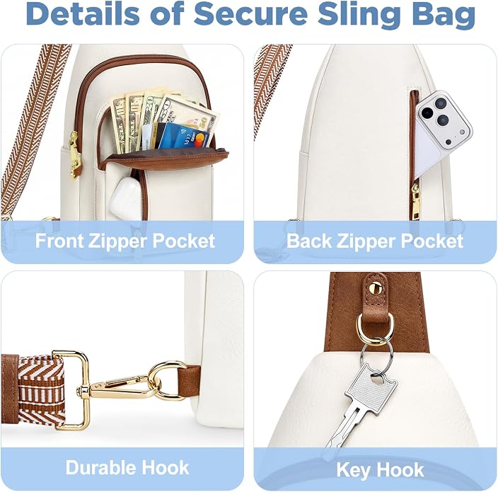 Anti Theft Crossbody Bags for Women RFID Sling Bag, Vegan Leather Cross Body Travel Purse for Women Men