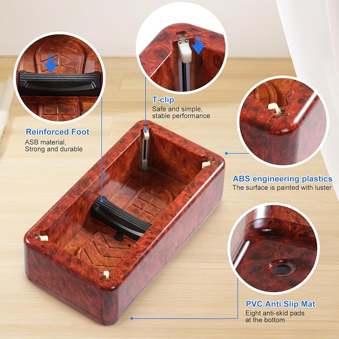 LYSHIYI Shoe Cover Dispenser with 100pcs Shoe Covers Disposable Non Slip, Woodgrain Red Automatic Shoe Cover Dispenser Fits Men's Size Up to 11,Durable Shoe Cover Machine for Indoor