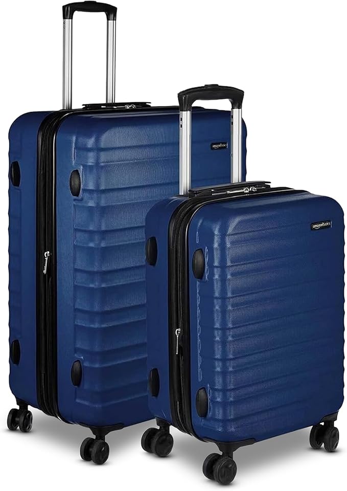 Amazon Basics 2-Piece Hardside Luggage Set (21", 30"), Expandable, Scratch-Resistant Finish, Telescoping Handle, Four Multi-directional Wheels, Navy Blue