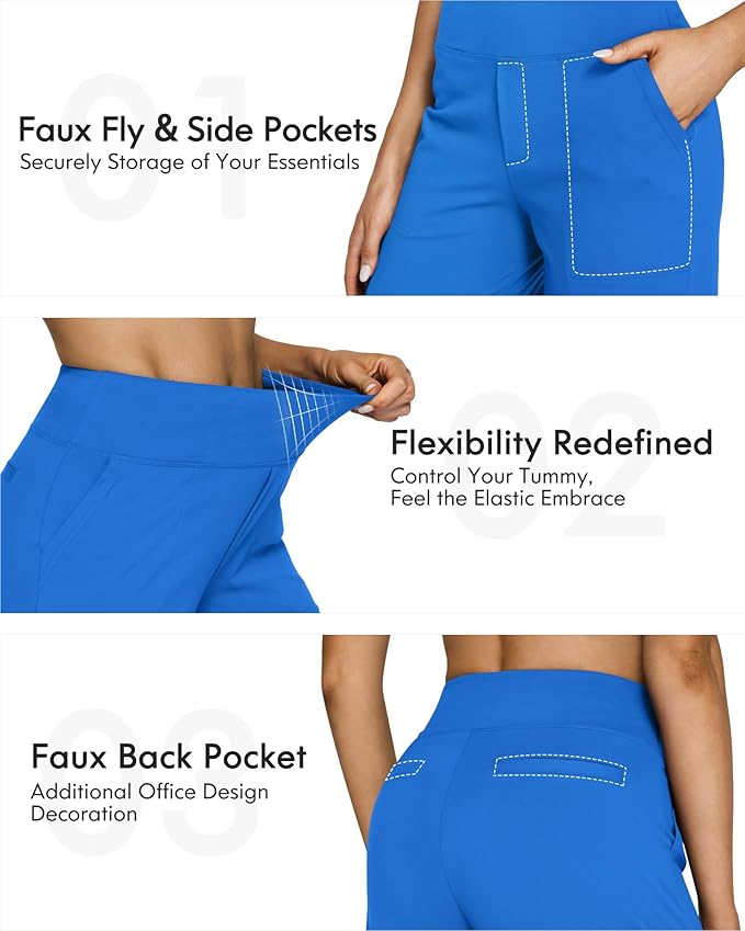 G4Free EverGoing Yoga Pants Women Wide Leg Pants with Pockets High Waist Stretch Dress Casual Sweatpants Petite/Regular/Tall