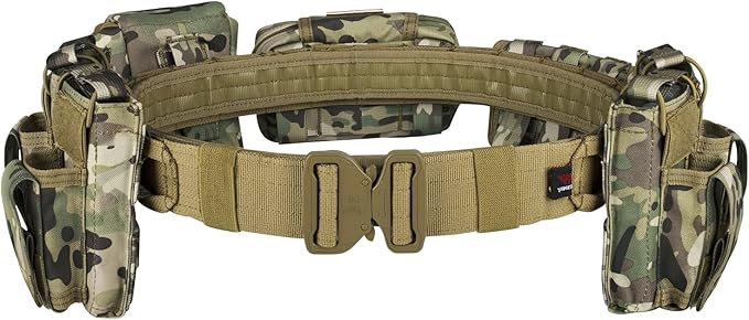 BOMTURN Battle Belt Tactical Belt with Accessories: Duty Belts Law Enforcement Combat Airsoft Police Belt with Pouches 7pcs
