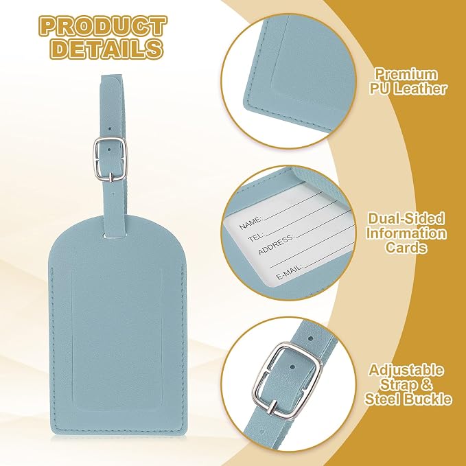 PATIKIL Leather Luggage Tag, 30 Pcs Luggage Tags Pu Bag Tags for Suitcases Airplane Travel Essentials, Light Blue