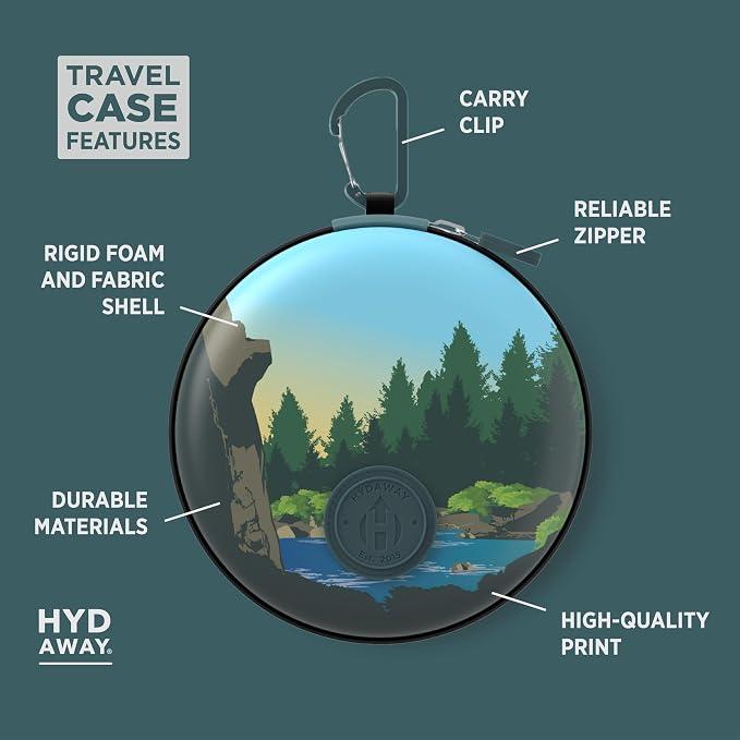 HYDAWAY Hydration Travel Pack - 25oz Collapsible Water Bottle with Flip-Top Lid and Protective Travel Case - BPA-Free, Leak-Resistant, Reusable Bottle for Traveling, Hiking, and Daily Use