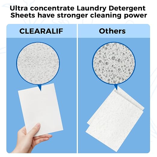 CLEARALIF Laundry Detergent Sheets, Up to 360 Loads, Fresh Linen, liquidless, Eco-Friendly, Zero Waste, Save Space, Travel Laundry Strips for HE Machine