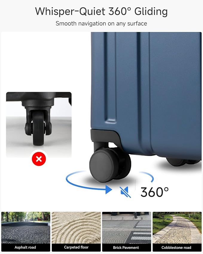 LUGGEX 2-Piece Luggage Set (20+28 Inch), 100% PC Hard Shell Suitcases with 360° Spinner Wheels & TSA Locks, Airline Approved Carry-On & Checked Baggage (Blue, 2 Piece Sets)