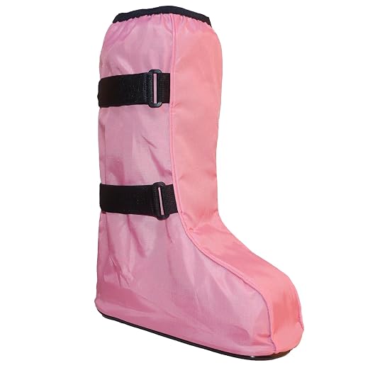 Walking Boot Cover for Medical Fracture Cast Pink Tall, X-Large | Water Resistant Slip Resistant Rubber Sole Easy On and Off Snug Fit