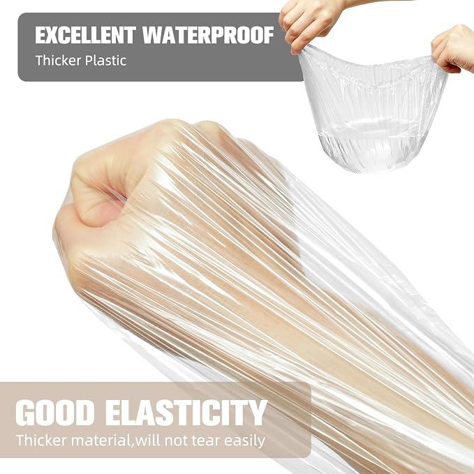 Larger Shower Caps Disposable, 500PCS Thicker Waterproof Plastic Elastic Hair Bath Caps, Plastic Hair Caps for Women, Spa, Home Use, Hotel and Hair Salon, Portable Travel