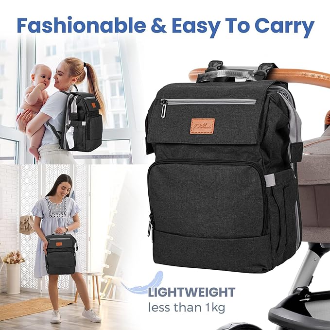 PILLANI Baby Diaper Bag Backpack - Baby Bag for Girls & Boys, Large Waterproof Toddler Diaper Backpack - Baby Shower Gifts & Registry Must Haves - Travel Diaper Bags with Changing Pad - Newborn Stuff