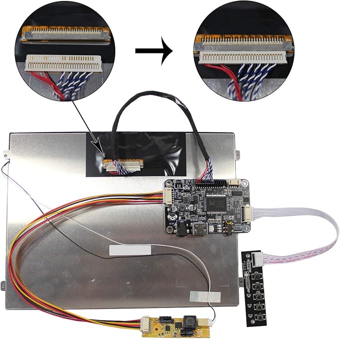 VSDISPLAY 10.4Inch IPS LCD 1024x768 Screen with Audio Controller Board & 12V DC 2A Power Adapter US Plug