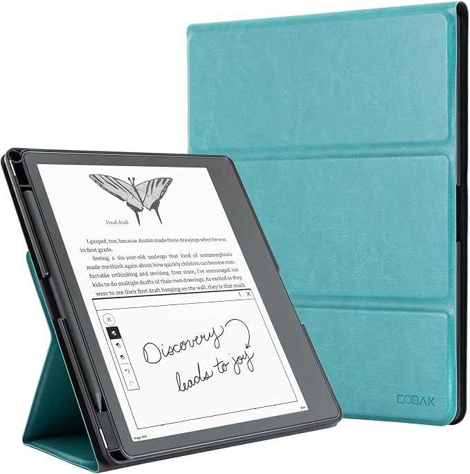 CoBak Case for Tablet Reader - All New PU Leather Cover with Auto Sleep Wake Feature for Tablet Reader 10.2" 2022 & 2024 Released with Pen Holder (not Compatible with Remarkable),Mint Green