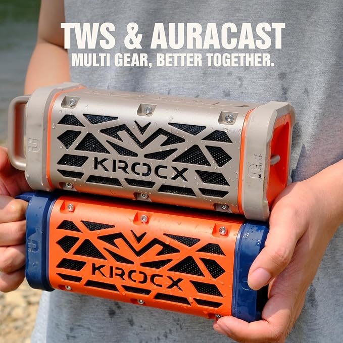 TRAVOR Magnetic Bluetooth Speaker, 45W Rugged All-Aluminum Outdoor Portable Speaker, Bass Boost, IP68 Waterproof Wireless Speaker for Golf Cart, Camping, Beach, 25H Playtime, Desert Champagne