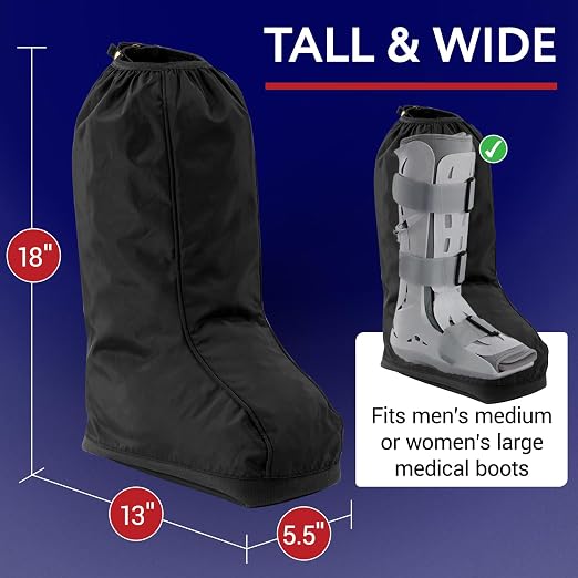 IMPRESA 2 Pack Walking Boot Cover for Foot & Ankle Brace – Medical Boot Shoe Protectors for Rain & Winter Weather – Water-Resistant Cast Cover for Foot Brace & Orthopedic Shoes – Med/Large – Unisex