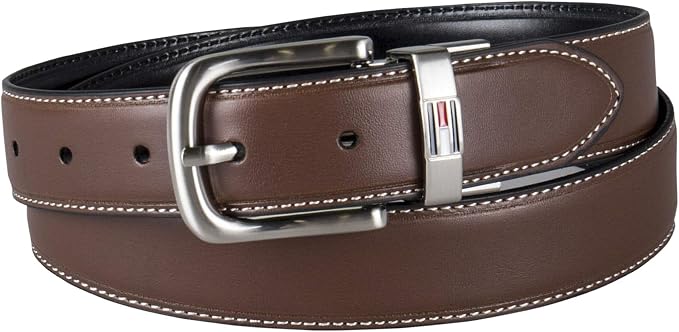Tommy Hilfiger Men's Reversible Leather Belt, 2‑in‑1 Design for Dress Or Casual Wear