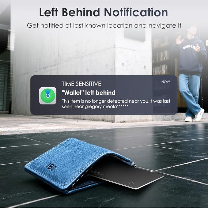 Wallet Tracker Card 2 Pack - Compatible with Apple Find My iOS Only, Bluetooth Tracker, 0.08in Slim, IP68 Waterproof, Item Locator for Luggage, Passports, Purse, Gift for Men Women