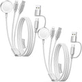 Travel Essentials for Apple Watch Charger,iPhone Charger,3 in 2 Type C/L/Magnetic Fast Charging Cable,Multi Charging Cable Portable Designed for iWatch Series,iPhone 17-11,Galaxy S26-S21,Car-2PCS