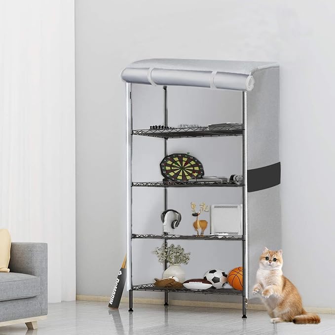 Heavy Duty Storage Shelf Cover for Wire Shelving Rack, 36" W x 18" D x 72" H, Waterproof Dustproof 600D Oxford Shelving Unit Cover with Front Roll-Up Door and Buckle Straps