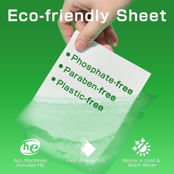 Soulink Laundry Detergent Sheets Unscented 480 Loads (2 pack)，Eco Friendly Detergent Sheets for Travel & Home - No Plastic Jug Liquidless Soap Strips, Plant-based, Hypoallergenic.