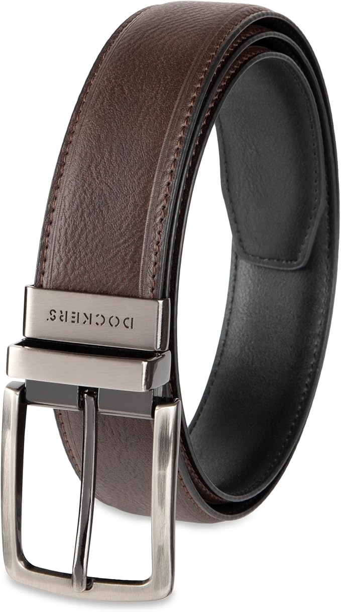 DOCKERS Men's Two-in-one Reversible Rotative Buckle Everyday Casual Dress Belt (Regular and Big & Tall Sizing)