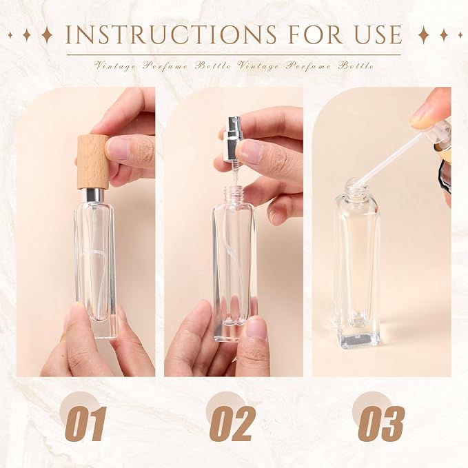Domensi 20 Pcs 10/15/20/30 ml Perfume Travel Refillable Glass Bottles Spray Bottle Perfume Atomizer for Cologne Dispenser Leak-proof Fragrance Bottles Atomizer Pump Kit (15 ml,Light Wood Color)