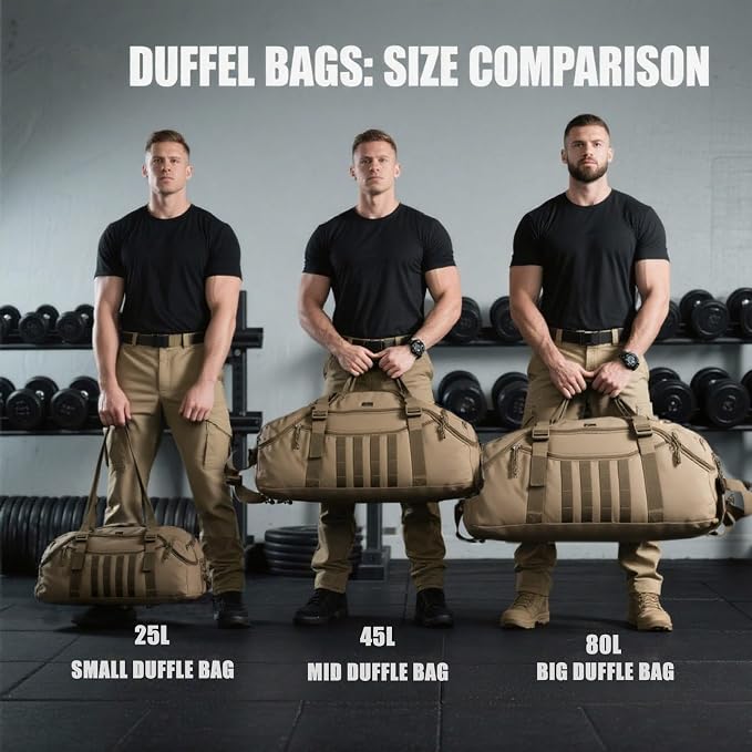 Miramrax Travel Duffle Bag Backpack for Men - Large Tactical Bags Weekender Gym Bag for Overnight Traveling Military Workout Deployment Sports (Coyote, 45L)
