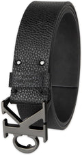 Calvin Klein Men’s CK Monogram Cut Out Buckle Belt – Casual Belt for Jeans & Everyday Wear