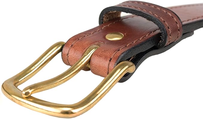 Hidden Money Pocket Travel Leather Belt (Size 34, Brown)