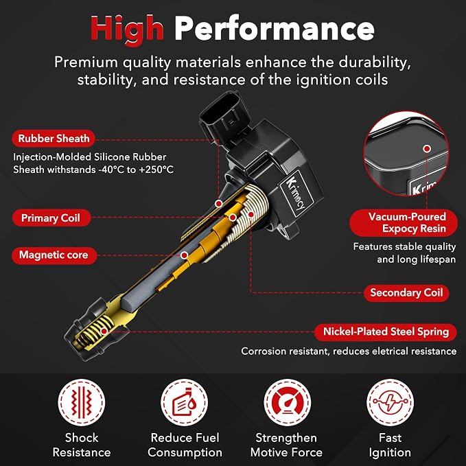 UF401 Ignition Coil Packs and Iridium Spark Plugs Compatible with Nissan Altima Maxima Pathfinder Quest 350Z Frontier Xterra NV1500 NV2500 NV3500/ Infiniti FX35 I35 QX4 G35 M35, set of 6