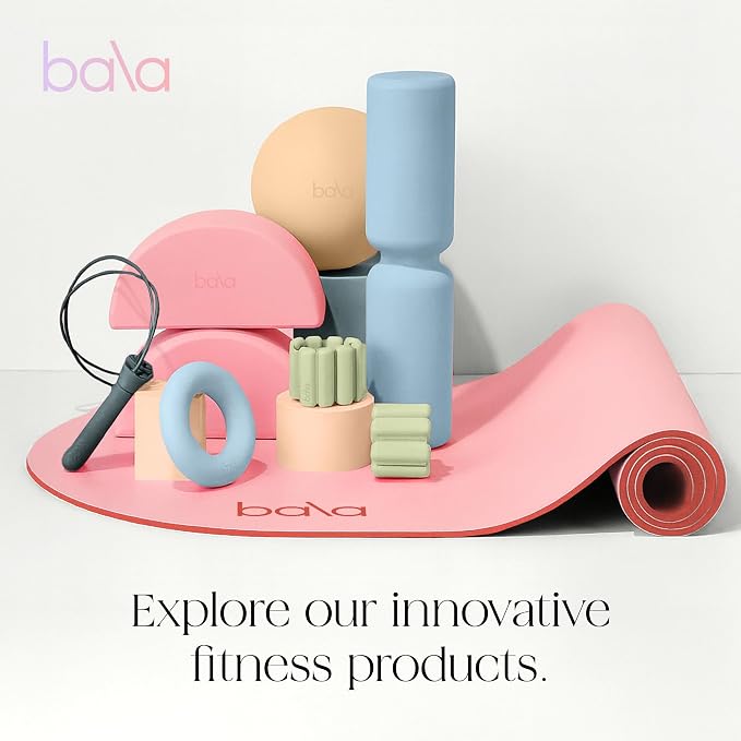 Bala Compact Workout Mat for Gym - 12MM Thick Slip-Resistant, Sweat Absorbing, & Foldable Yoga Mat for Pilates, Core Training & Exercise - Home Fitness Essentials for Women & Men - Travel-Friendly