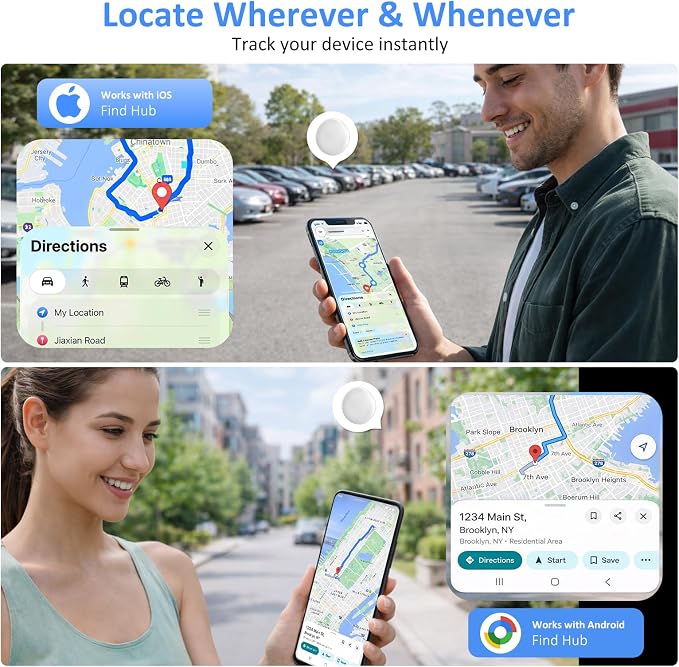 Smart Tracker Tags – Bluetooth Item Finder for Android & iOS | Works with Apple Find My & Android Find My Device, Luggage Tracker for Keys, Wallet, Backpack & Suitcase, Anti-Lost (4, White)