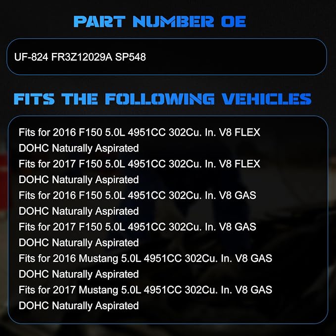 8PCS UF824 Ignition Coils + 8PCS 6509 Iridium Spark Plugs Ignition Coils Pack Fits for 2016-2017 F150, 2016-2017 Mustang 5.0L, Coil Pack Set Aftermarket Parts