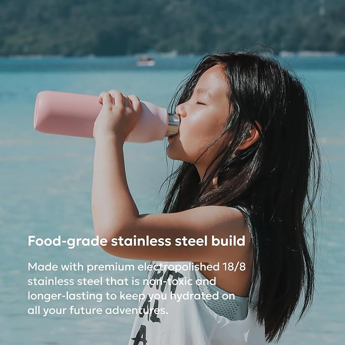 LARQ Twist Top — Reusable Insulated Stainless Steel Water Bottle, Metal Water Bottle for Men, Women, Kids, 100% Leakproof, BPA Free, No Straw — Travel, Gym, Office, School — 17 oz, Himalayan Pink