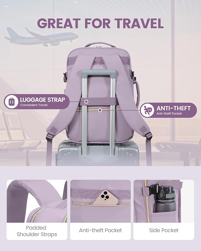 LOVEVOOK 40L Travel Backpack Flight Approved Carry on Backpack,3 Packing Cubes,Waterproof Personal Item Travel Bag,TSA Carry on Luggage Suitcase Travel Essentials,Gifts for Women & Men,fits 17" Laptop
