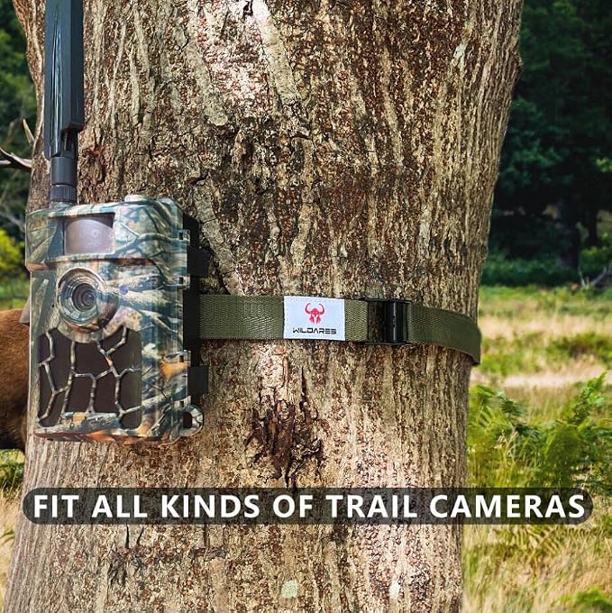 1" x 6.6' Trail Cam Strap,1800 lbs Heavy-Duty Trail Camera Straps, Game Cam Mounting,Tree Belts,Durable Nylon Fiber,Long-Lasting Alloy Buckle (Army Green 10Pcs)