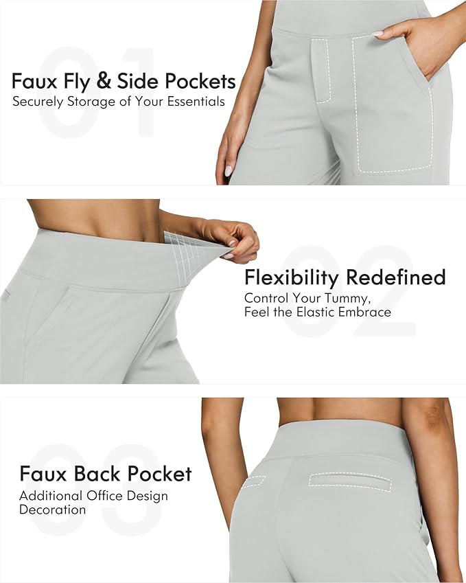 G4Free EverGoing Yoga Pants Women Wide Leg Pants with Pockets High Waist Stretch Dress Casual Sweatpants Petite/Regular/Tall
