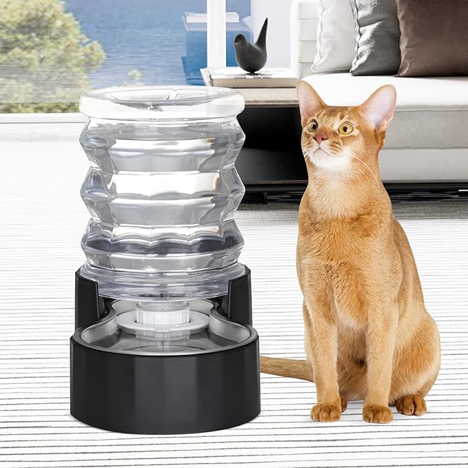 RIZZARI 5L Gravity Pet Water Dispenser with Filter, Stainless Steel Bowl | 5L Long-Lasting Water Supply,Cleaner Drinking Experience,Filtered Fresh Water,Visible Water Level,Designed for Everyday Use