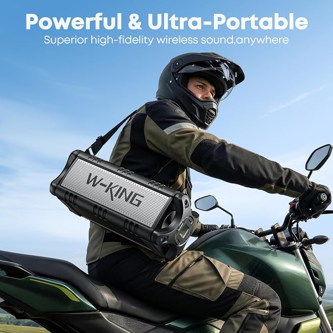 W-KING Bluetooth Speaker Loud, 90W Max IPX6 Waterproof Portable Outdoor Speaker, 50W Deep Bass Subwoofer/40H/EQ/Dual Pairing/TF/AUX, Large Boombox Wireless Speakers for Home, Party, Camping, Beach