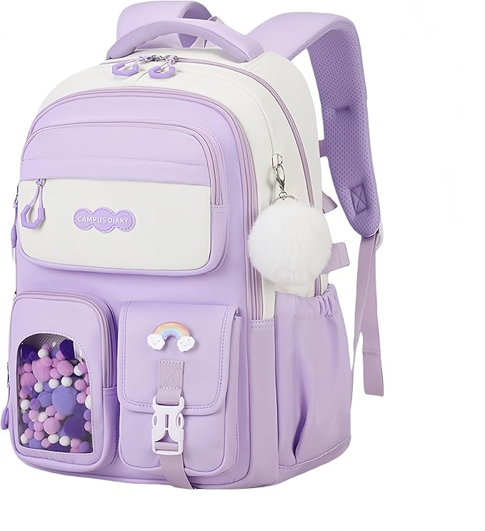 VIDOSCLA Vivid Girls' School Backpack Kids Elementary Schoolbag Primary Backpack with Multi-Pocket Design