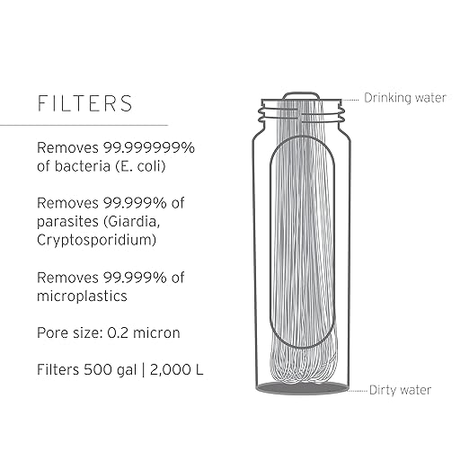 LifeStraw Peak Series — Collapsible Squeeze Bottle Water Filter System BPA Free - 650 ml for Trail Running, Camping, Hiking, Travel, Cycling, and Fishing; Dark Mountain Gray
