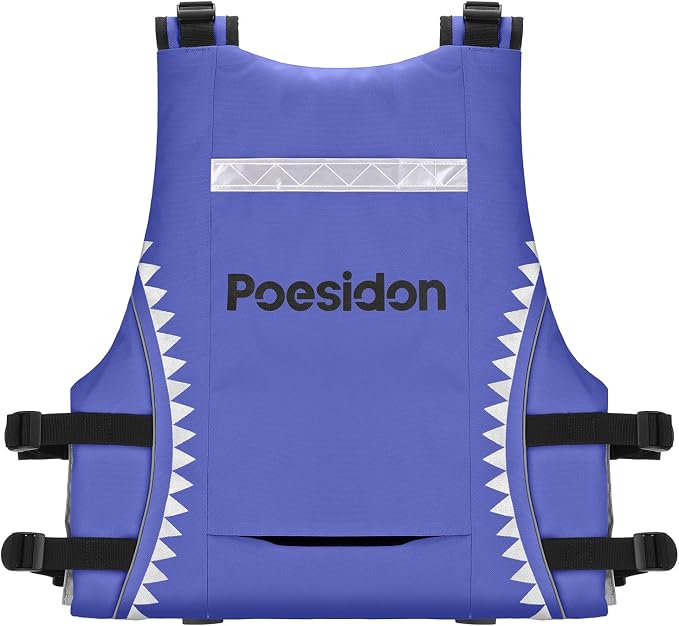 Poseidon Adjustable Water Safety Life Jacket - Classic Unisex Design with Front/Rear Storage Compartments for Multiple Water Activities