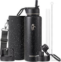 Coolflask Water Bottle 40 oz Insulated with Straw, Stainless Steel Metal 3 Lids Water Flask for Sports or Office, Keep Cold 48H Hot 24H, Starry Night