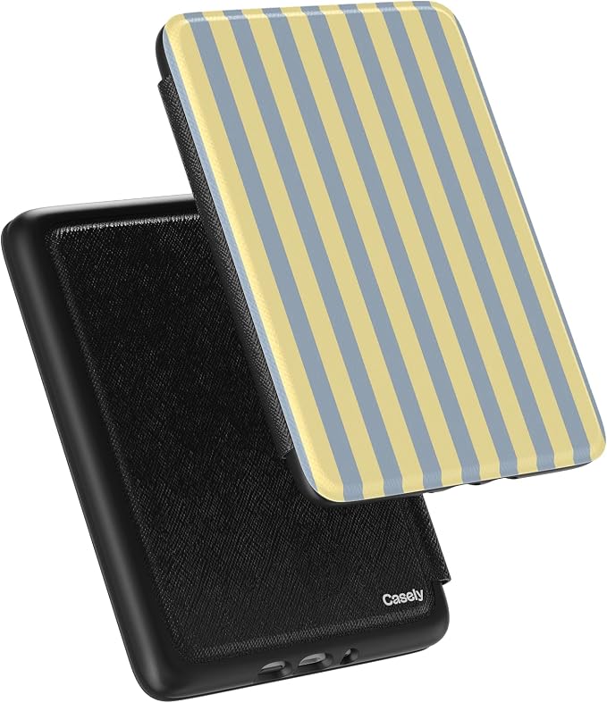 Casely Kindle Case | Coastline Stripes | Blue & Yellow | 7” Kindle Colorsoft and 7” Kindle Paperwhite (12th Gen)