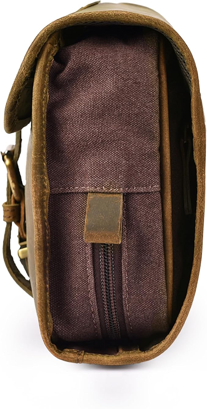 LEATHER VILLAGE Hanging Genuine Leather Toiletry Bag for Men & Women with Waterproof Lining – Handcrafted Vintage Travel Dopp Kit, Shaving Organizer & Shower Bathroom Essentials Case - Mud