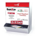 CoreTex Sun X 30+ & Bug X 30 Combo Pack - Includes 50 Total Packets in Wallmount Box - 25 Lotion Pouches & 25 Insect Repellent Towelettes