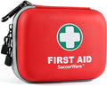 SuccorWare 150 Pieces Mini First Aid Kit - Small Medical Kit with Hard Shell - Emergency First Aid Kit for Car, Travel, Home, Outdoor, Office, Camping, Hiking (Red)