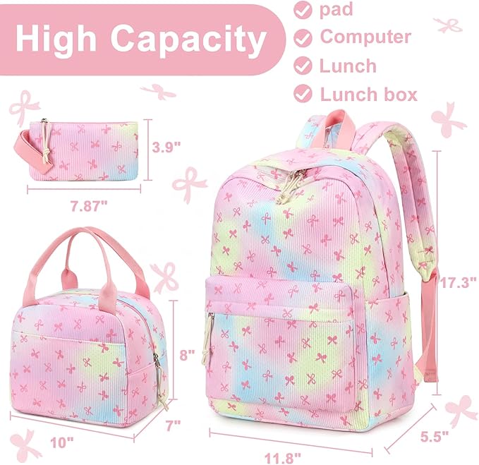 LEDAOU Backpack for Girls School Bag Kids Bookbag Teen Backpack Set Daypack with Lunch Bag and Pencil Case | Kids, Bookbag, Daypack, with Lunch Bag, and Pencil Case