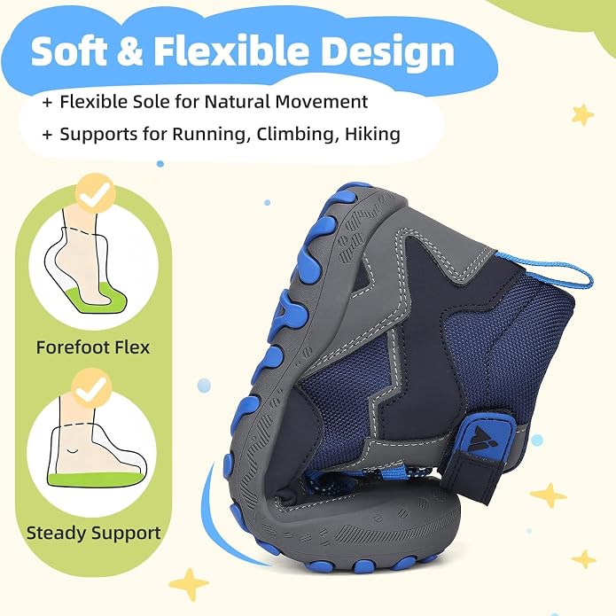 Mishansha Kids Water Resistant Hiking Boots, Boys Girls Anti Collision Anti-Skid Athletic Outdoor Adventure Trekking Shoes