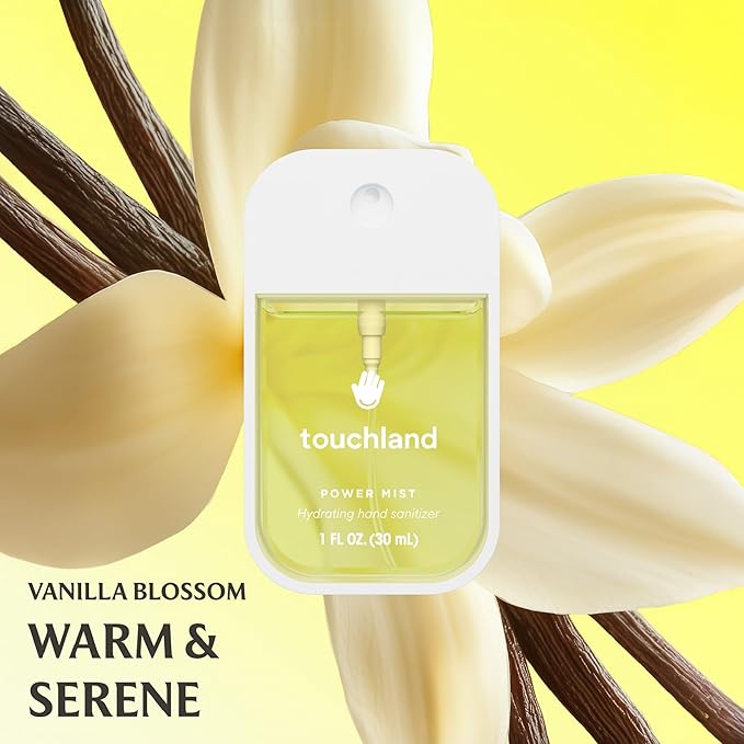 Touchland Hydrating Hand Sanitizer Spray – Blossom Trio Set (Pure Lavender, Vanilla Blossom, Rainwater) – 3 x 1 FL OZ Travel Size Mists