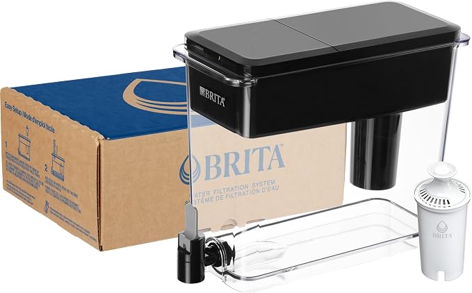 Brita Extra-Large 27-Cup Water Filter Dispenser with Standard Filter, WQA NSF/ANSI Certified, Removes Chlorine Taste & Odor, Reduces Zinc Copper & Mercury, BPA-Free, 1 Filter Included, Lasts 2 Months